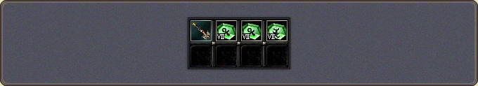 The equipment and the Magic Stones prepared in the inventory