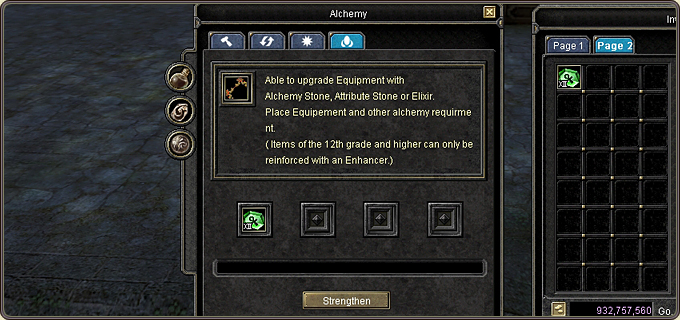 Strengthen with the equipment in the top left slot and the Magic Stone in the bottom slot