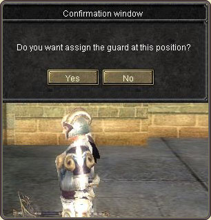 The confirmation window: “Do you want assign the guard at this position?”