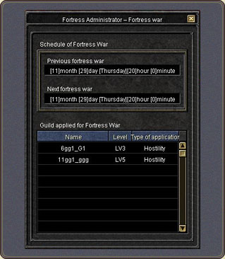 The fortress administrator — the war schedule and application list