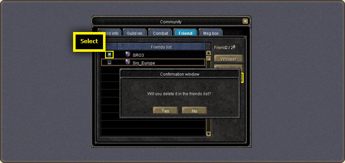 Adding Friends — whispering from the list ($charactername)