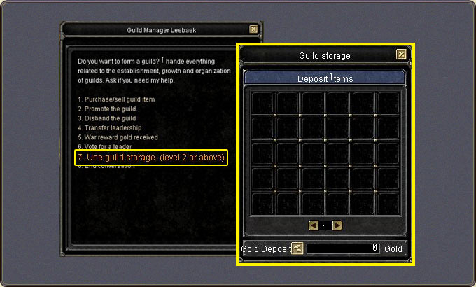 Guild — the guild warehouse (Guild Manager NPC)