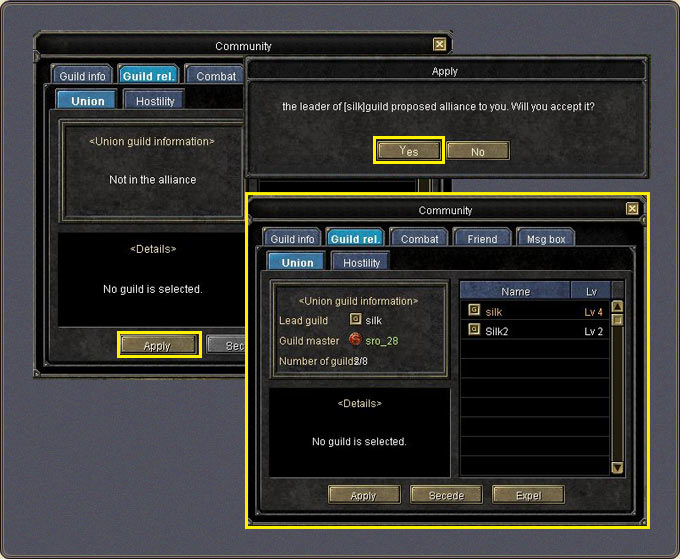 Guild — using the warehouse
