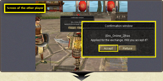 Item Exchange — placing items and gold into the window