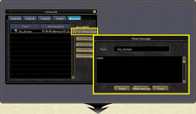 Message — the reply window via Reply