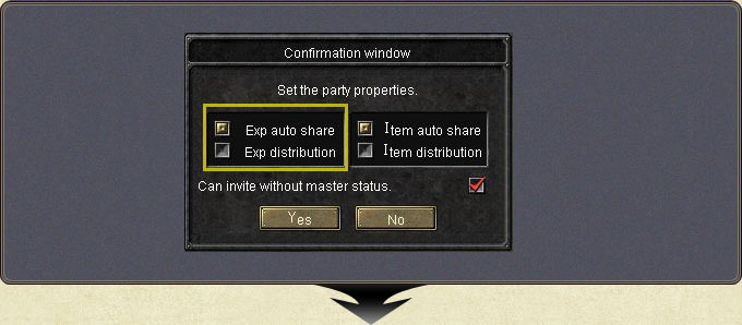 Forming Party — experience/item distribution settings