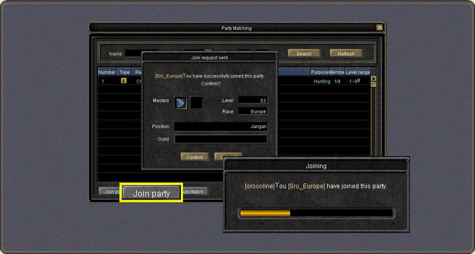 Party Matching — the join request