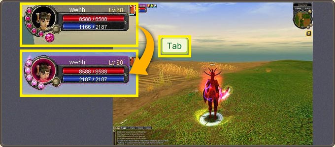 With the gauge full, Tab activates the mode; the status bar switches to the berserk color