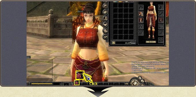 The item placed in the quick slot and used by clicking