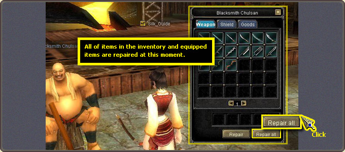 Repair all: every inventory and equipped item is repaired at once