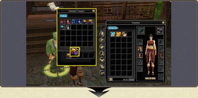 The sold item lands in the buy-back area at the bottom of the NPC window