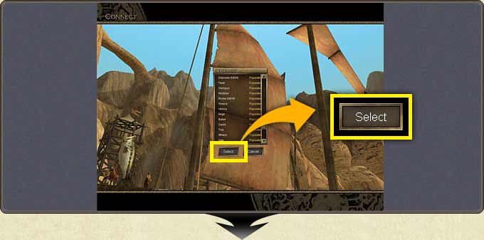 The game login screen