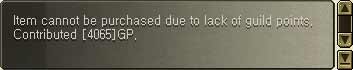 A system message example: insufficient guild points notice