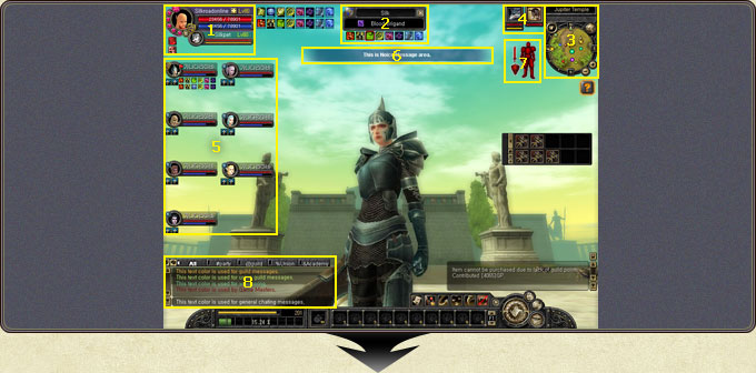 The official main screen diagram — the numbers below correspond to its regions