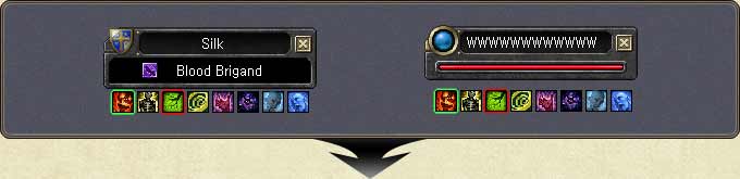 Target status: name, HP bar and effect icons