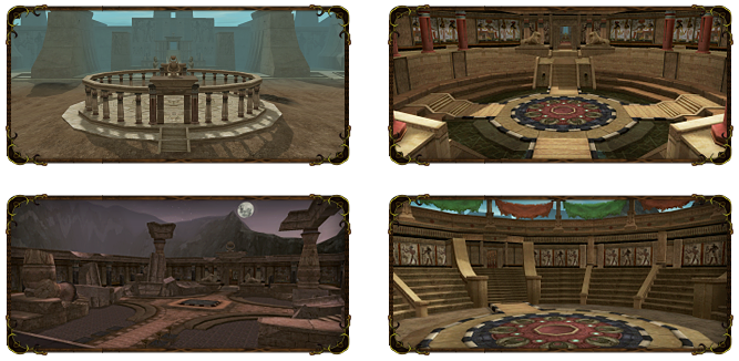 Four views from the floors of the dungeon