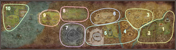 The official map: the positions of the ten trade centers along the Silk Road (numbers match the table)