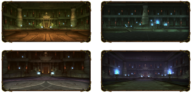 Four views from the halls of the temple