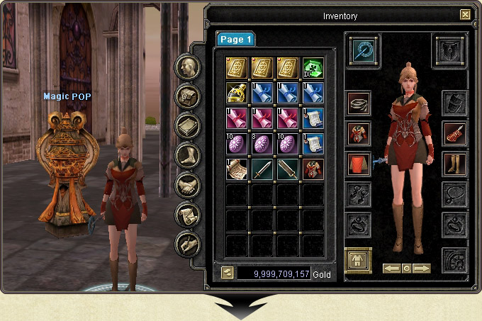 The Magic POP machine in town and Magic POP cards in the inventory
